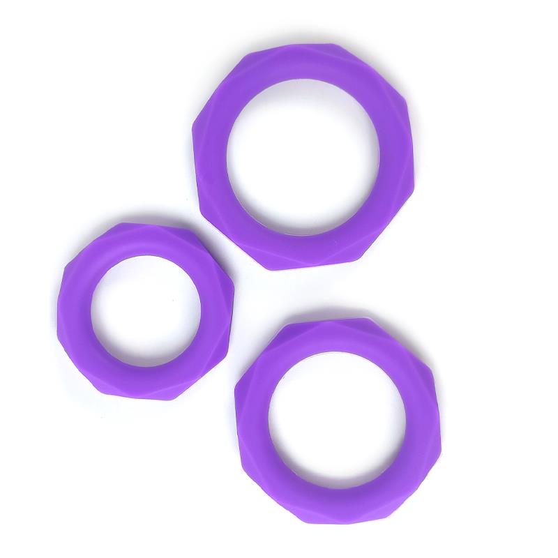 Set De 3 Anillos Para El Pene Silicona Púrpura