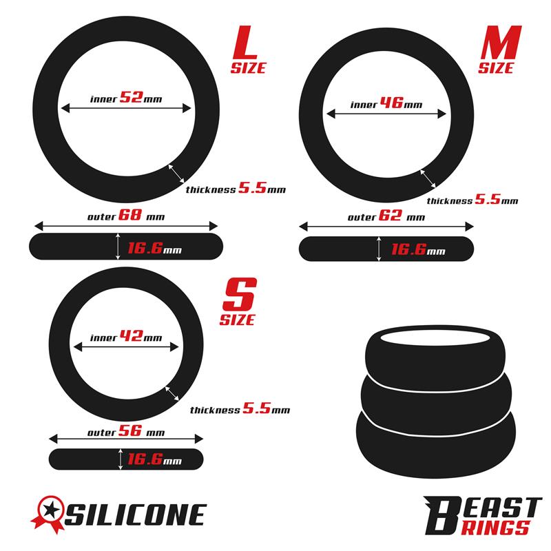 Set De 3 Anillos Para El Pene Silicona S, M Y L