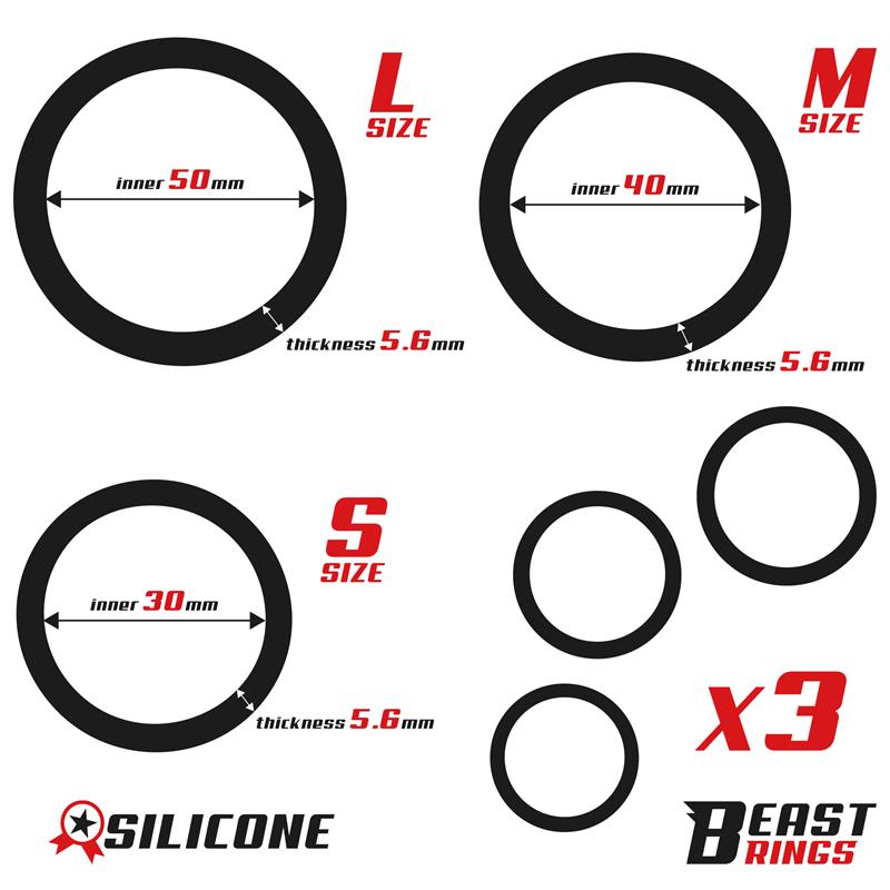 Set De 3 Anillos Para El Pene Silicona S, M Y L