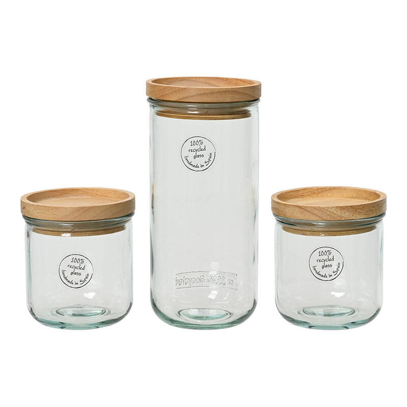 Set De 3 Tarros De Almacenamiento 100% De Cristal Reciclado 869702
