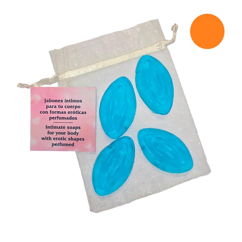 Diablo Picante - 4 Mini Jabones Forma Vagina Azul