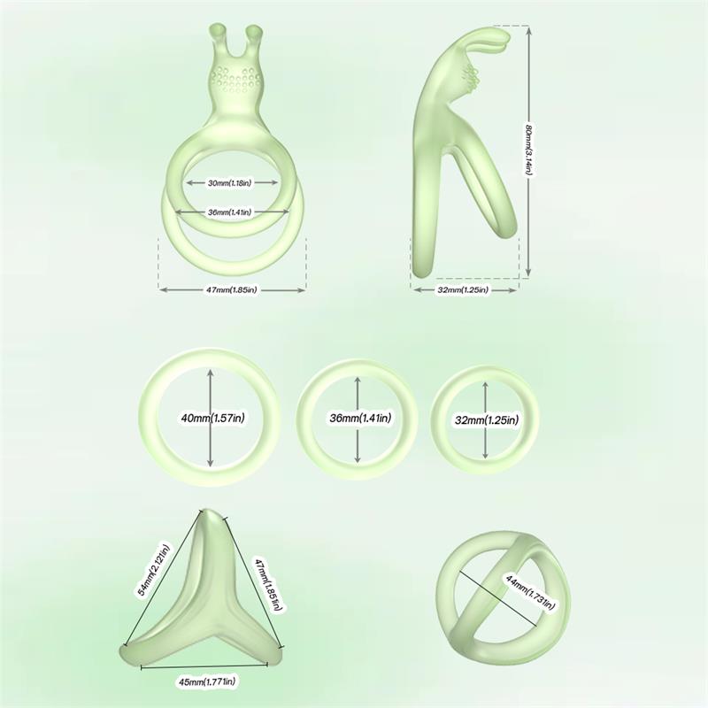 Set De Anillos Para El Pene Brilla En La Oscuridad
