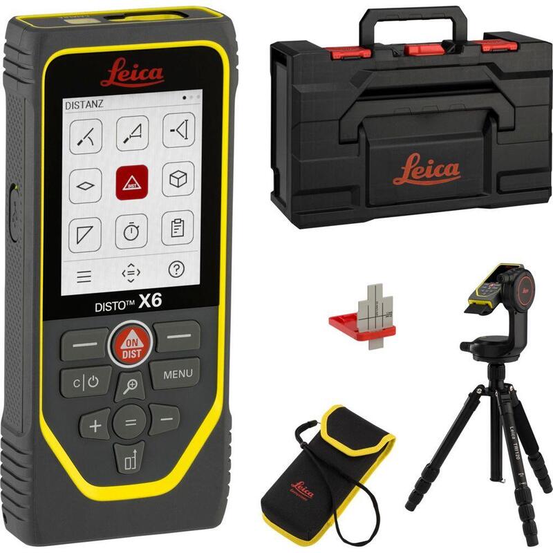 Set De Medidor Láser  Leica Disto X6-P2p Paquete De Distancia De Última Generación Con Adaptador Leica Dst 360-X, Trípode Tri 120 Y Tablilla De Puntería Gzm 3 En Estuche (Uso En Interior Y Exterior)