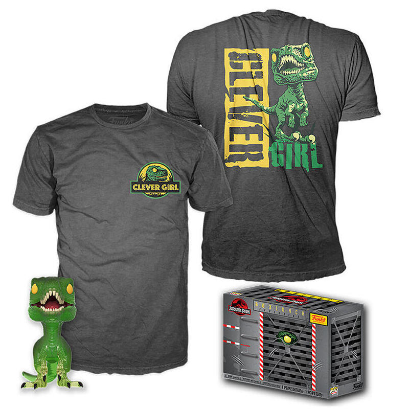 Set Figura Pop & Tee Jurassic Park Velociraptor Exclusive Talla M