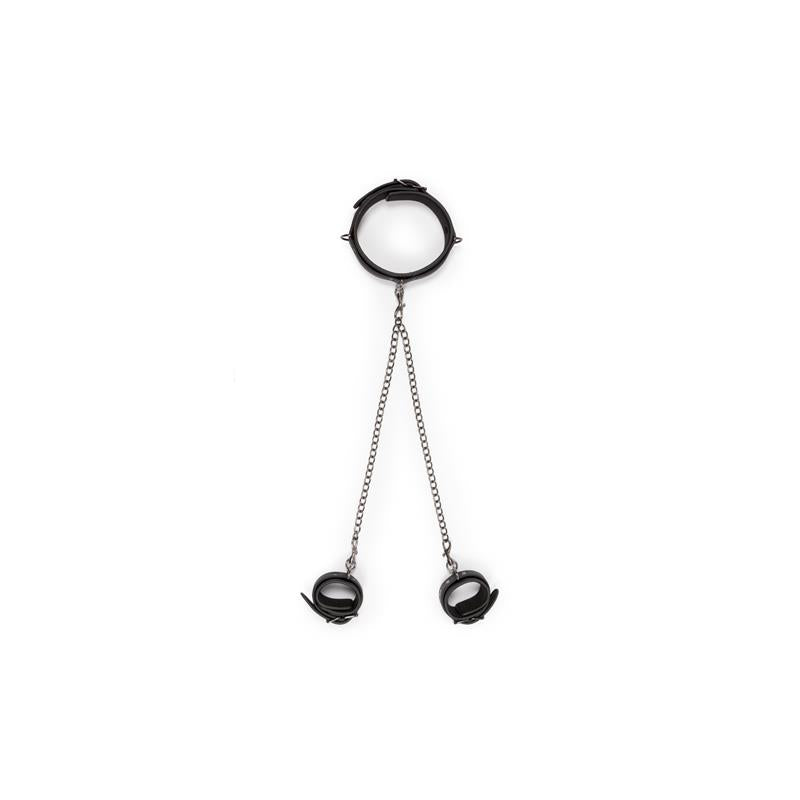 Set Ligaduras Collar Y Esposas Para Tobillos Negro