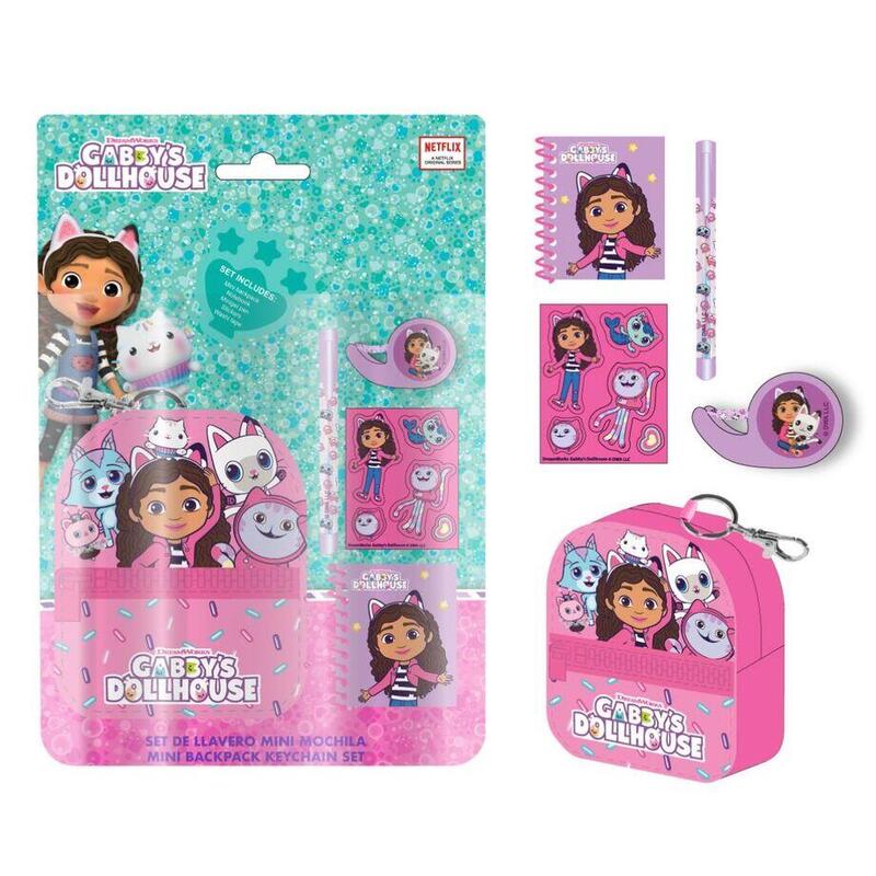 Set Papaleria Mini Mochila La Casa De Muñecas De Gabby