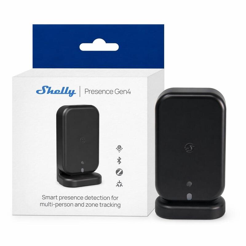 Shelly · Plug & Play · Presence Sensor Gen4 Negro · Präsenzmelder · Wlan · Matter · Zigbee · Bt · Schwarz