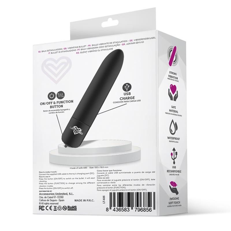 Shoty Bala Vibradora Usb 10 Velocidades Potente Motor Negro