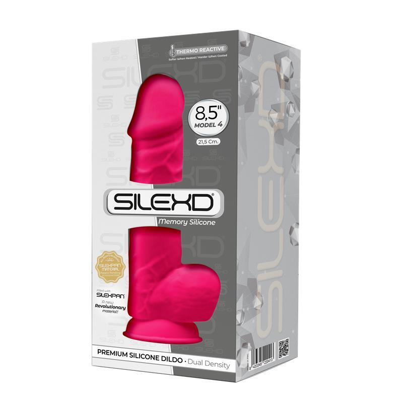 Silexd - Modelo 1 Pene Realistico Silicona Premium Silexpan Fucsia 21.5 Cm
