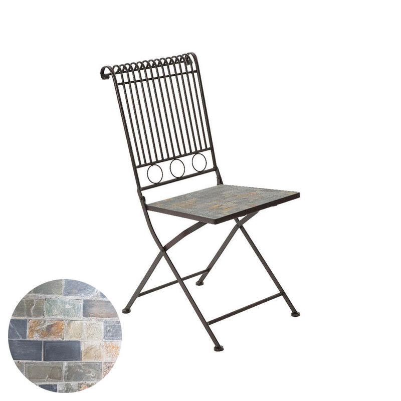 Silla Metálica/Mosaico Color: Marron 39x39x90cm Modelo Stuttgart Para Exterior