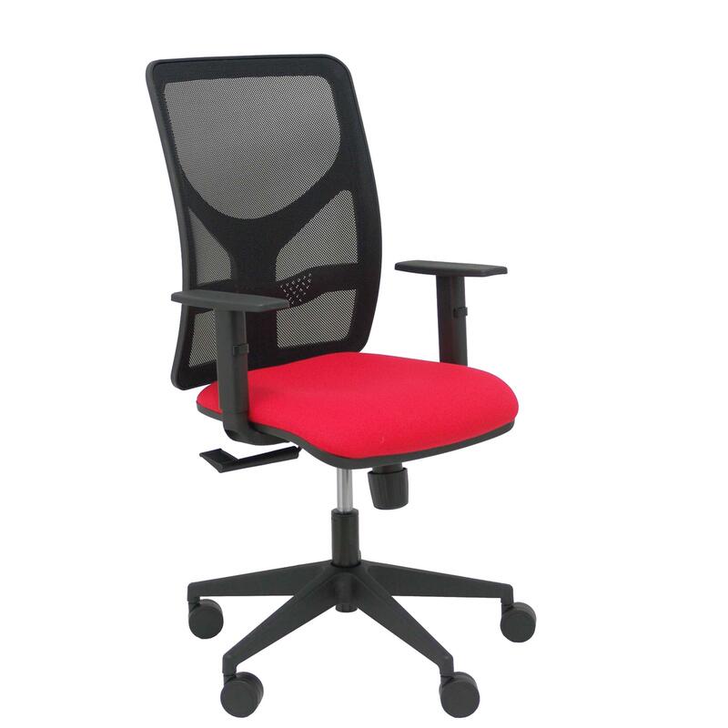 Silla Motilla Malla Negra Asiento Bali Rojo Brazo