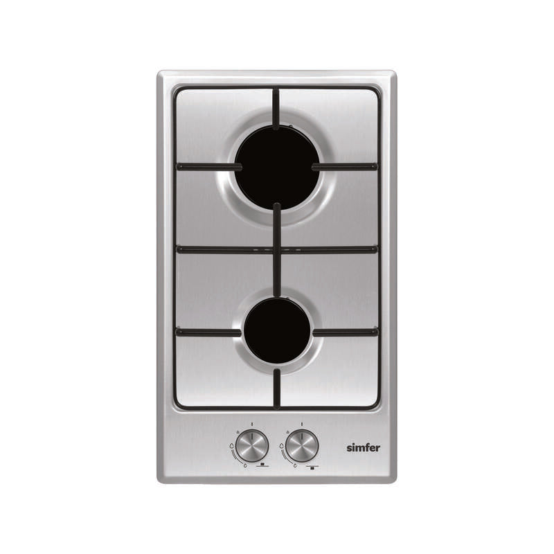 Simfer H3.200.Vgrim Placa De Cocción A Gas, Ancho 30 Cm, 2 Zonas De Cocción, Control Mecánico, Inox
