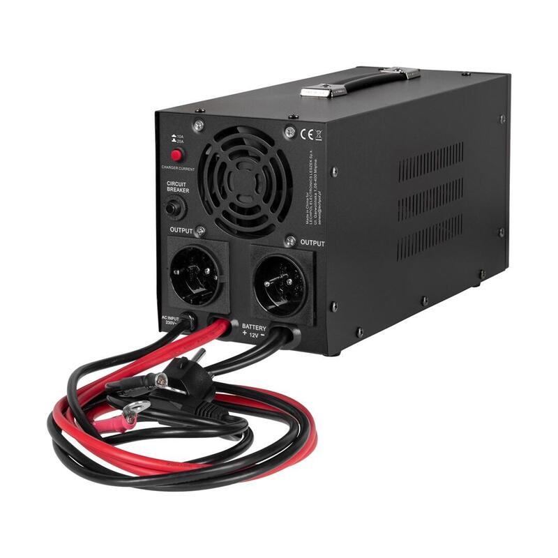 Sistema De Alimentación De Emergencia Kemot Prosinus-1000, Inversor Con Onda Sinusoidal Pura Y Función De Carga, 12 V, 230 V, 1000 Va/700 W - Color Negro