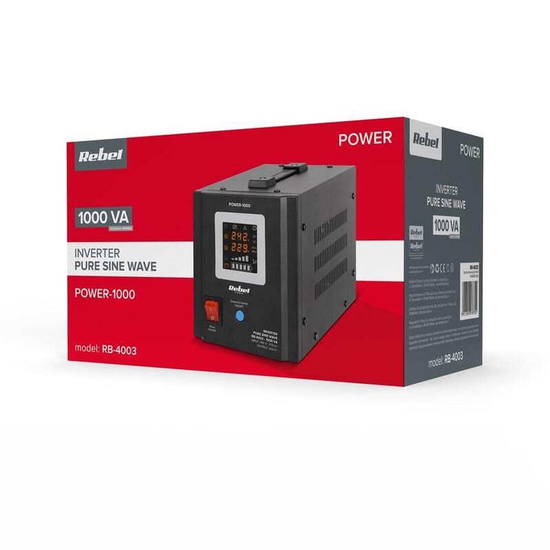 Sistema De Alimentación De Emergencia Rebel Power-1000: Inversor Con Onda Sinusoidal Pura Y Función De Carga De 12 V, 230 V, 1000 Va/700 W