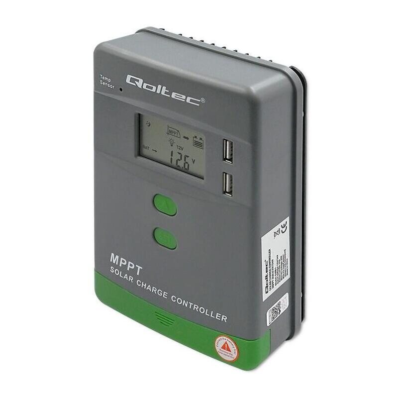 Solarny Regulator Ladowania Mppt Z Czujnikiem Temperatury 20a 12v / 24v Lcd 2 X Usb