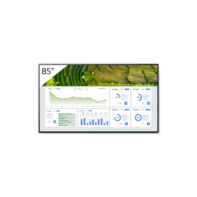 Sony Fw-85bz30l/Tm Pantalla De Señalización Pantalla Plana Para Señalización Digital 2,16 M (85") Lcd Wifi 440 Cd / M² 4k Ultra Hd Negro Android 24/7
