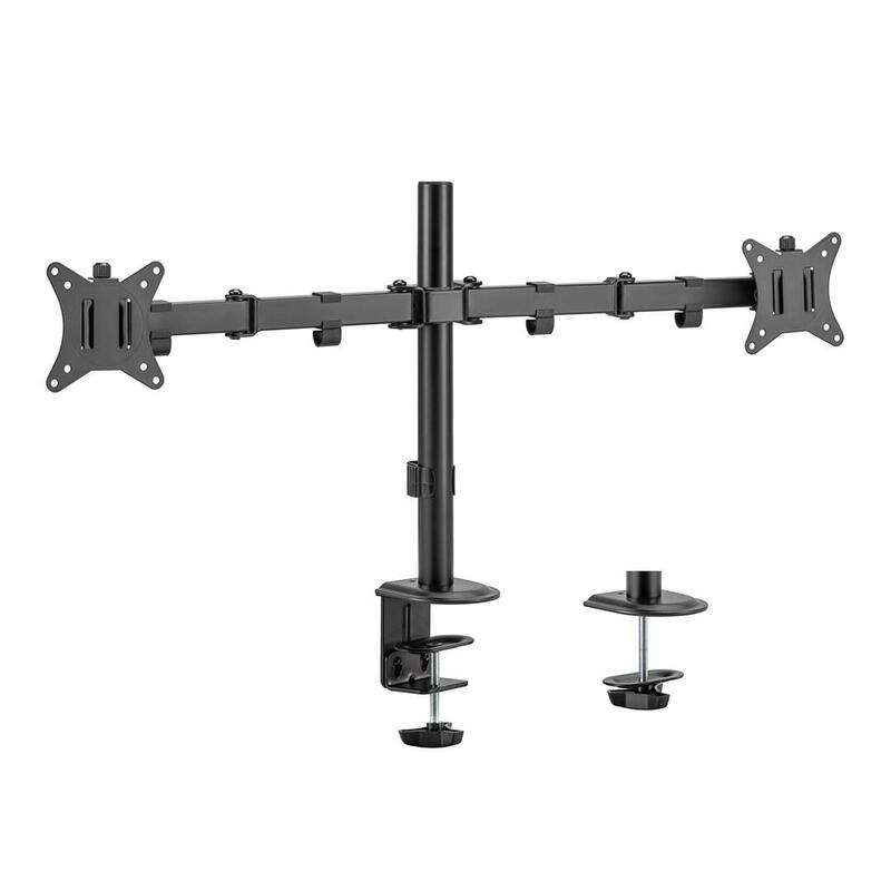 Soporte De Sobremesa  Maclean Mc-754n Para 2 Monitores, Vesa 75x75 Y 100x100, 17-32", Carga Max. 2x 9kg