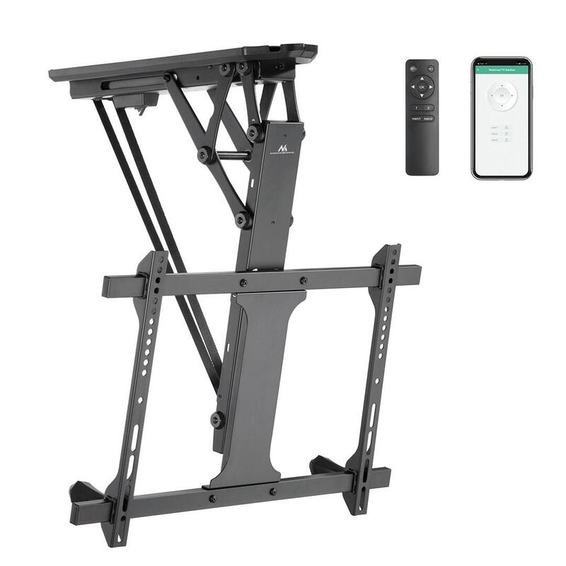 Soporte De Techo Eléctrico Maclean Para Tv, Soporte Tuya, Vesa Máx. 600x400, Para Paredes Inclinadas, Mando A Distancia, 32"-70", 35kg, Mc-880t