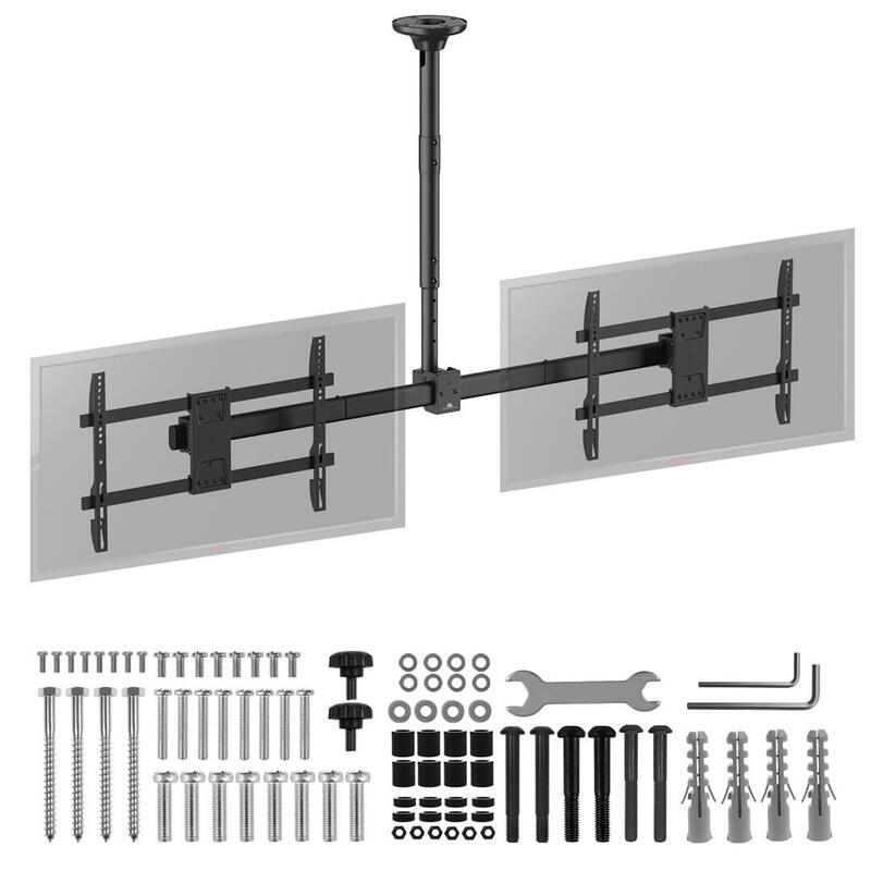 Soporte De Techo Maclean Para Dos Televisores, Carga Máx. 2x40 Kg, 34-60", Vesa Máx. 600x400, Mc-111 B