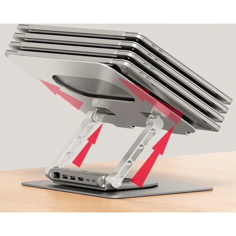 Soporte Para Portátil Unitek Con Concentrador Extraíble Usb-C, Hdmi 1.4, 4k Pd 100 W