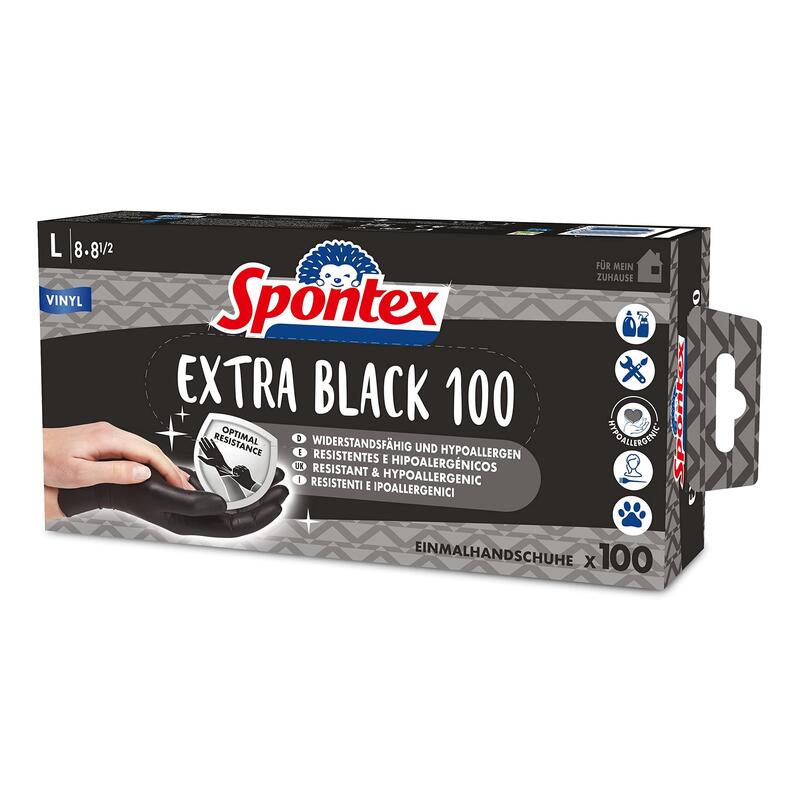 Spontex Einmalhandschuhe Extra Black 100 De Vinyl Gr. L