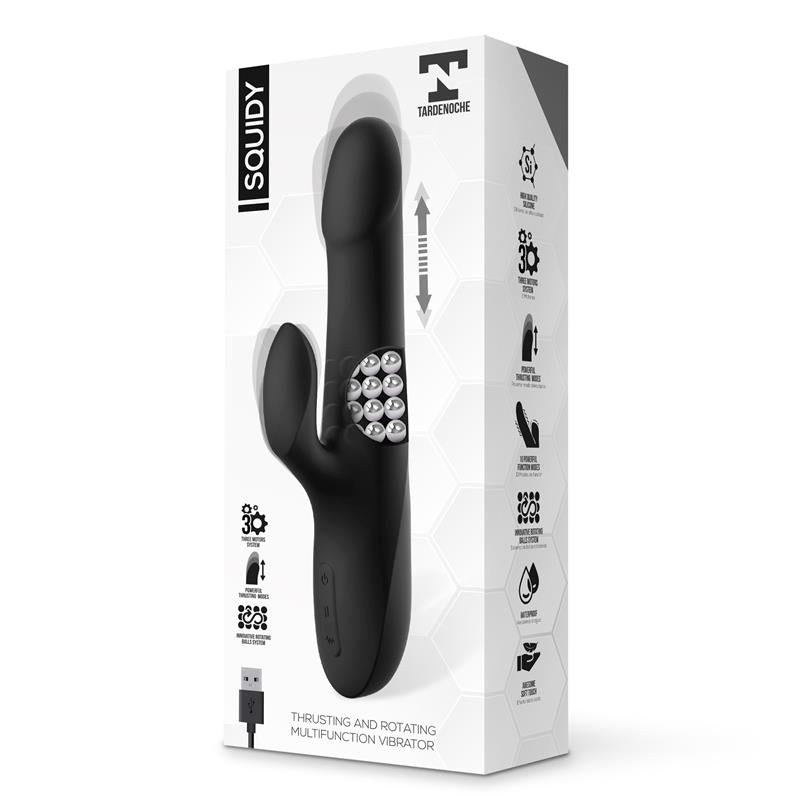 Squidy Vibrador Com Función De Movimiento Y Bolas Rotadoras Usb Silicona