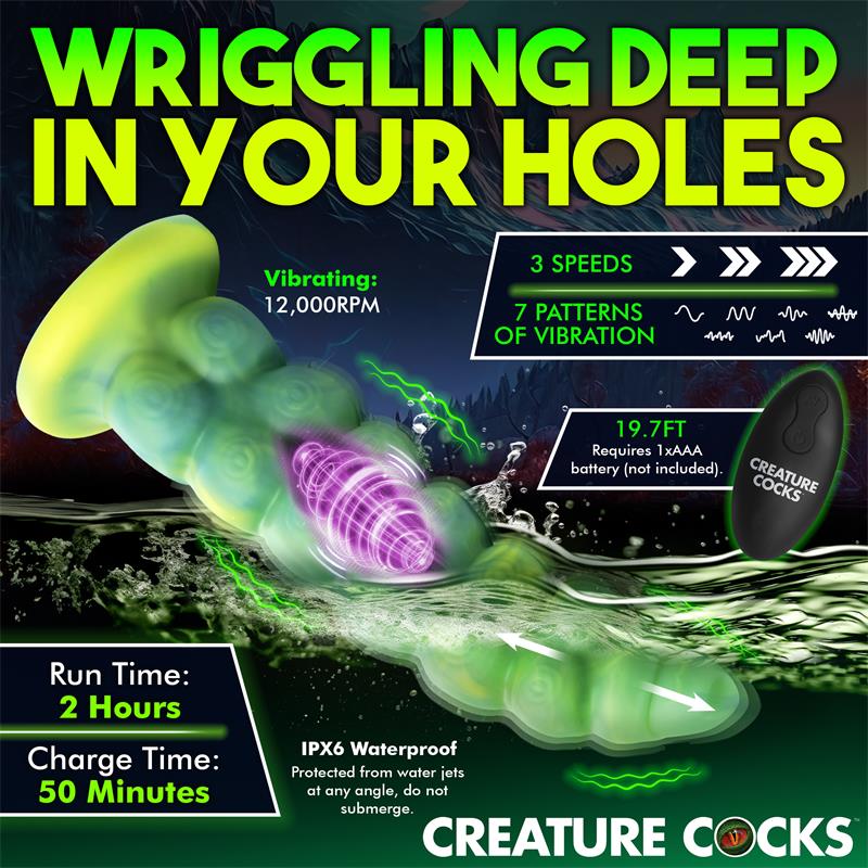 Squirmer Dildo Con Thrusting Y Vibración Control Remoto Silicona