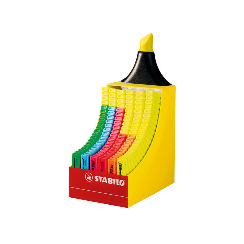 Stabilo Boss 70 Expositor De 120 Marcadores Fluorescentes - Trazo Entre 2 Y 5mm - Recargable - Tinta Con Base De Agua - Colores Surtidos