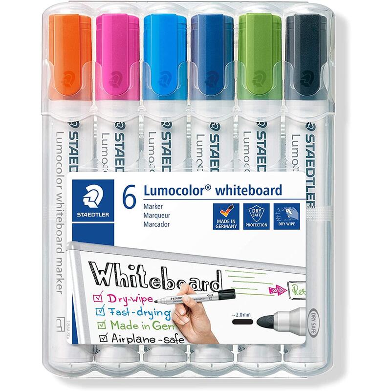 Staedtler Estuche 6 Marcadores Pizarra Blanca Lumocolor 351 Punta Redonda C/Surtidos