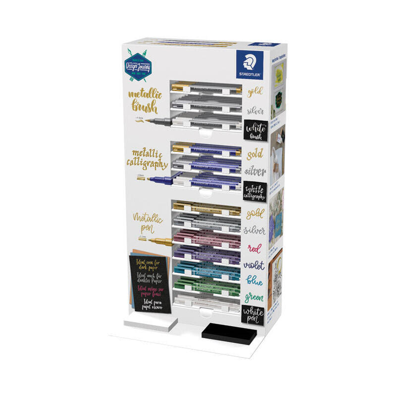 Staedtler Metallic Expositor De 130 Rotuladores De Punta Fina Metalicos - Tinta Base De Agua - Colores Surtidos