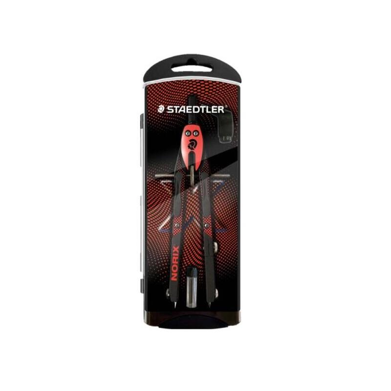 Staedtler Norix 555 Compas Metalico Escolar De Precision - Mecanismo Pulsador Y Ajuste Por Rueda Central - Color