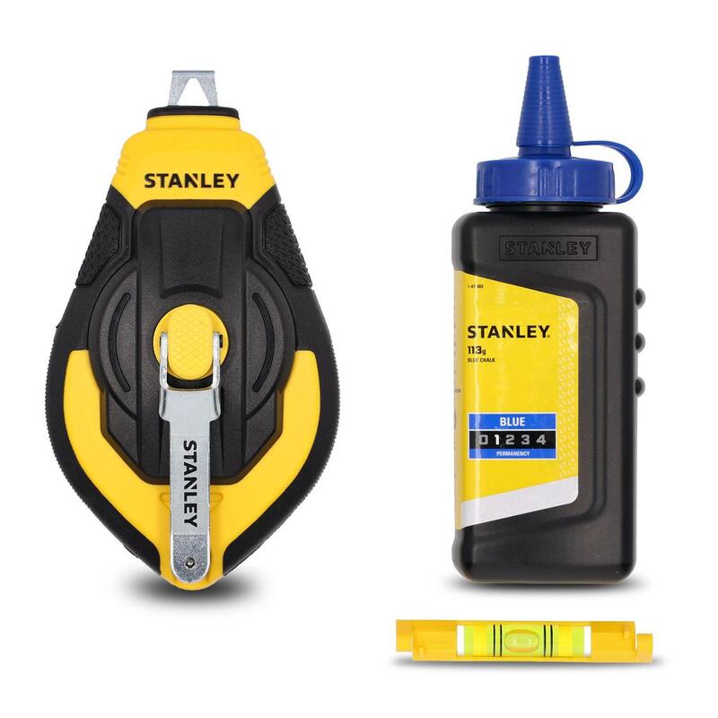 Stanley Stht47312-0 30m 3:1 Comfort Grip Reel Kit With Azul Chalk And Line Level