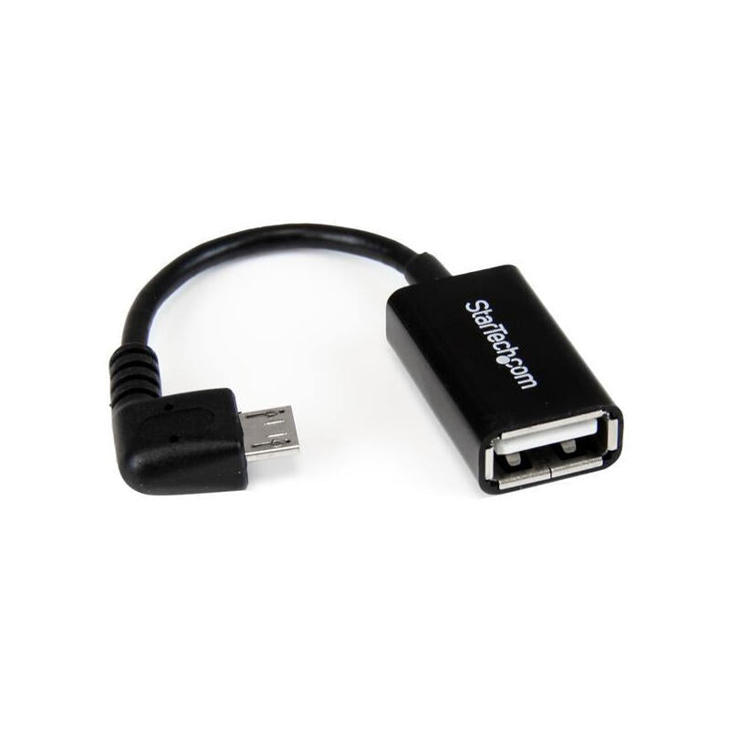 Startech Cable Adaptador Micro Usb A Usb Otg Acodado 0.12m M/H Negro Uusbotgra