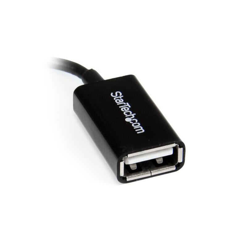 Startech Cable Adaptador Micro Usb A Usb Otg Acodado 0.12m M/H Negro Uusbotgra