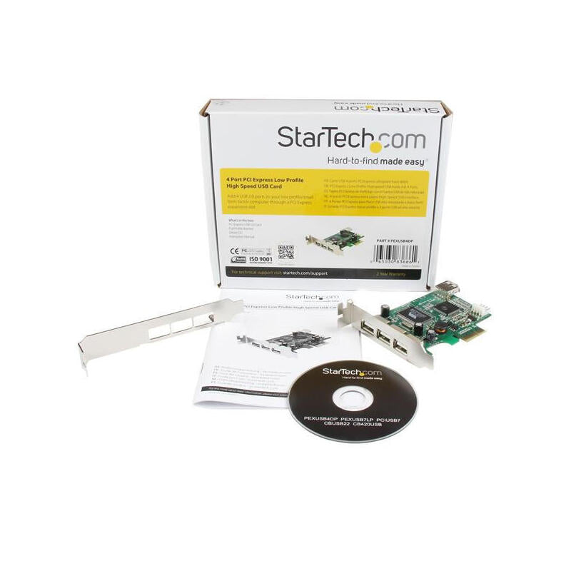 Startech Tarjeta Pci Express Perfil Bajo Usb 2.0 3 Externos Y 1 Interno Pexusb4dp