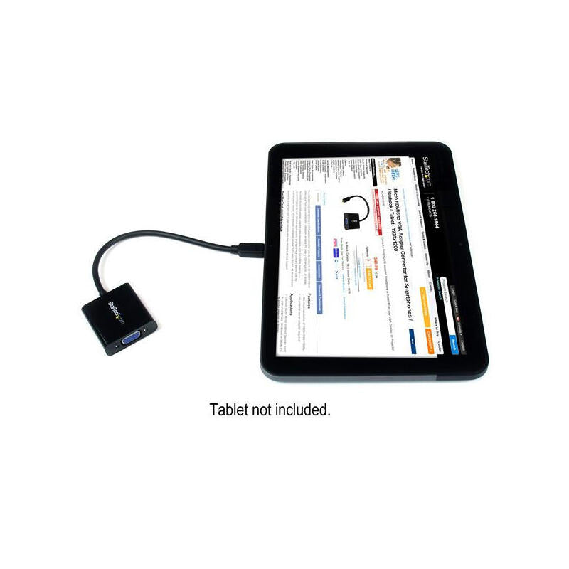 Startech.Com Adaptador Conversor De Vídeo Micro Hdmi® A Vga 1920x1200 Cable Convertidor Activo Hembra Vga Hd15 Macho Micro Hdmi Vídeo Conversor Hdmi Vga Negro