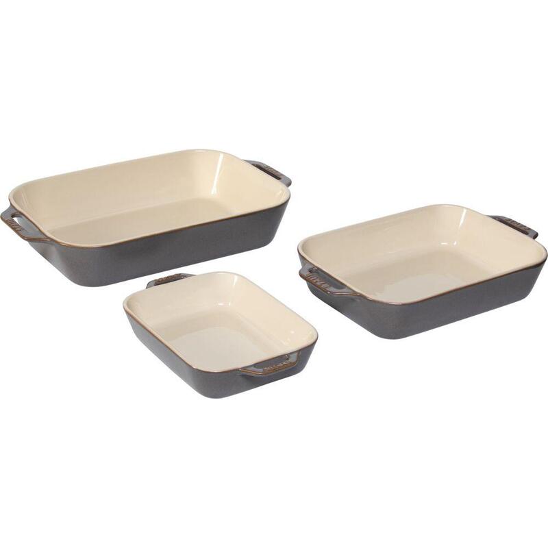 Staub Ofenformenset 3-Tlg. Keramik, Rechteckig,Antik-Grau