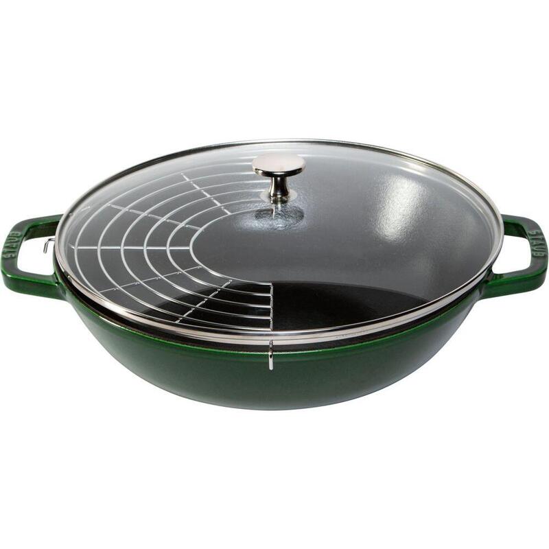 Staub Wok 30 Cm Mit Deckel Gusseisen, Basilikum-Grün