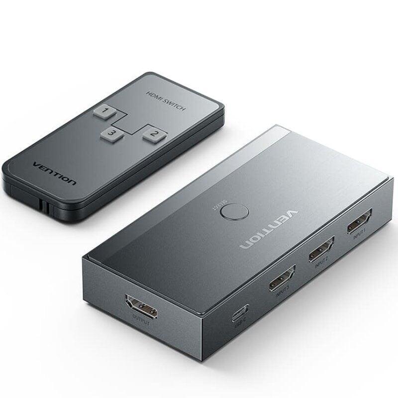 Switch Conmutador 8k Hdmi 2.1 Vention Akrh0 Hdmi Hembra 3x Hdmi Hembra 1x Usb Tipo-C Dp
