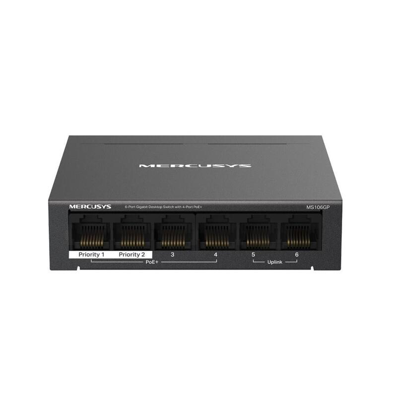 Switch No Gestionable Mercusys Ms106gp 6xgb Lan 4xpoe+ 65w Carcasa Metalica