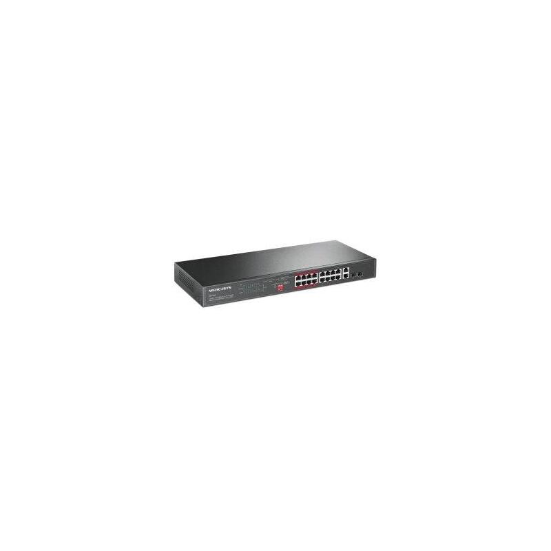 Switch No Gestionable Mercusys Ms118cp 18p 16xrj45 100mbps Poe+ 2x1gbps 2xsfp 1gbps Enrackable