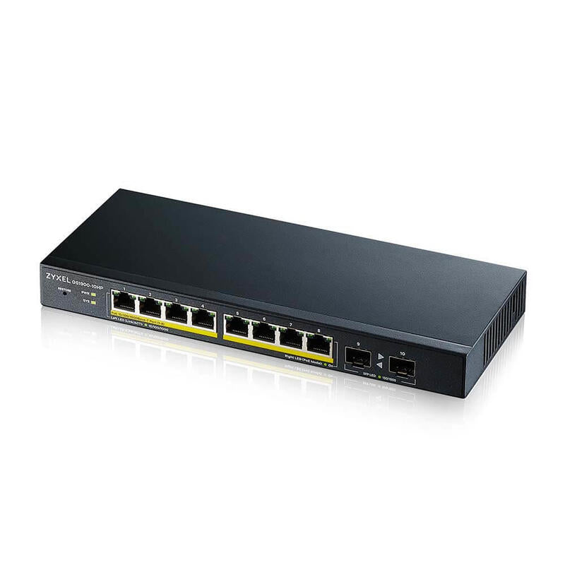 Switch Zyxel Gs1900-10hp Gestionado L2 Gigabit Ethernet (10/100/1000) Energía Sobre Ethernet (Poe) Negro