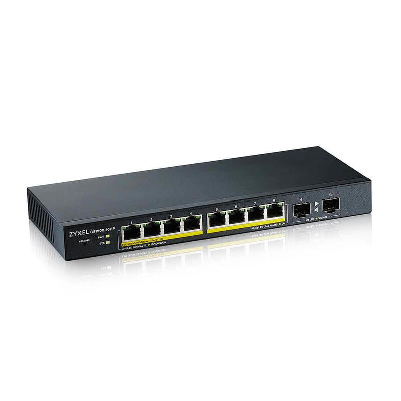 Switch Zyxel Gs1900-10hp Gestionado L2 Gigabit Ethernet (10/100/1000) Energía Sobre Ethernet (Poe) Negro
