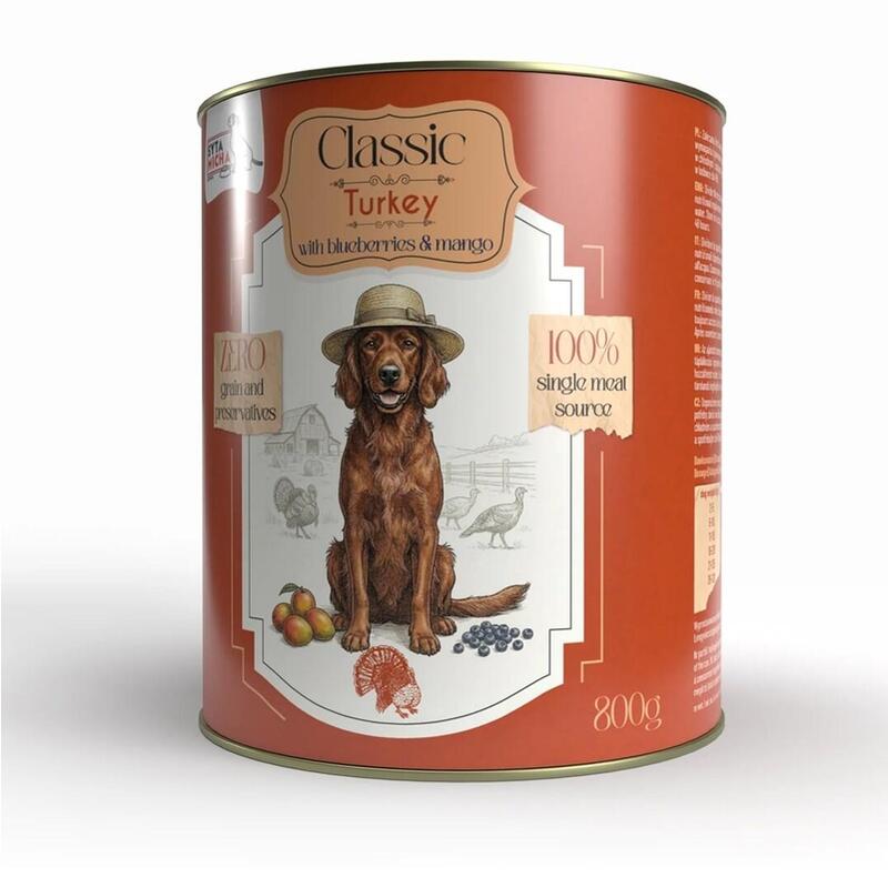 Syta Micha Alimento Húmedo Clásico Para Perro De Pavo Con Arándanos Y Mango - Lata De 800 G