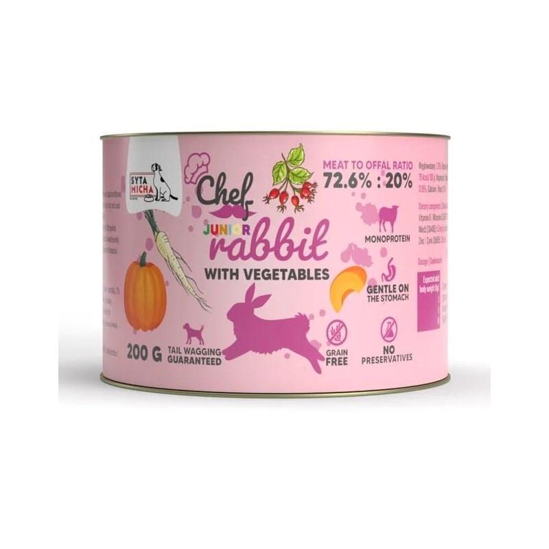 Syta Micha Chef Junior Rabbit With Vegetables Mono - Comida Húmeda Para Perros - 200g