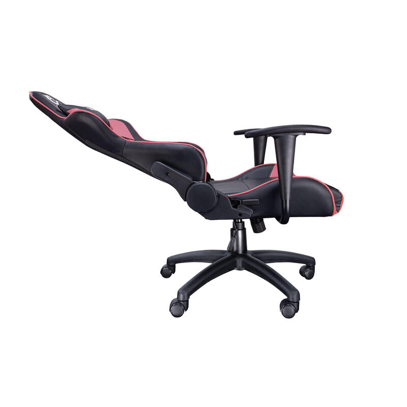 Talius Silla Gecko Gaming Negra/Rosa,Brazos Fijos, Butterfly, Base Nylon, Ruedas Nylon