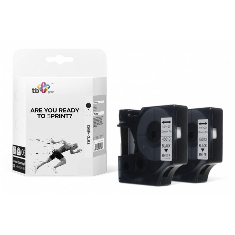 Tasma Tbtd-45013 Do Dymo Czarny Na Bialym 12mm X 7m 2szt.