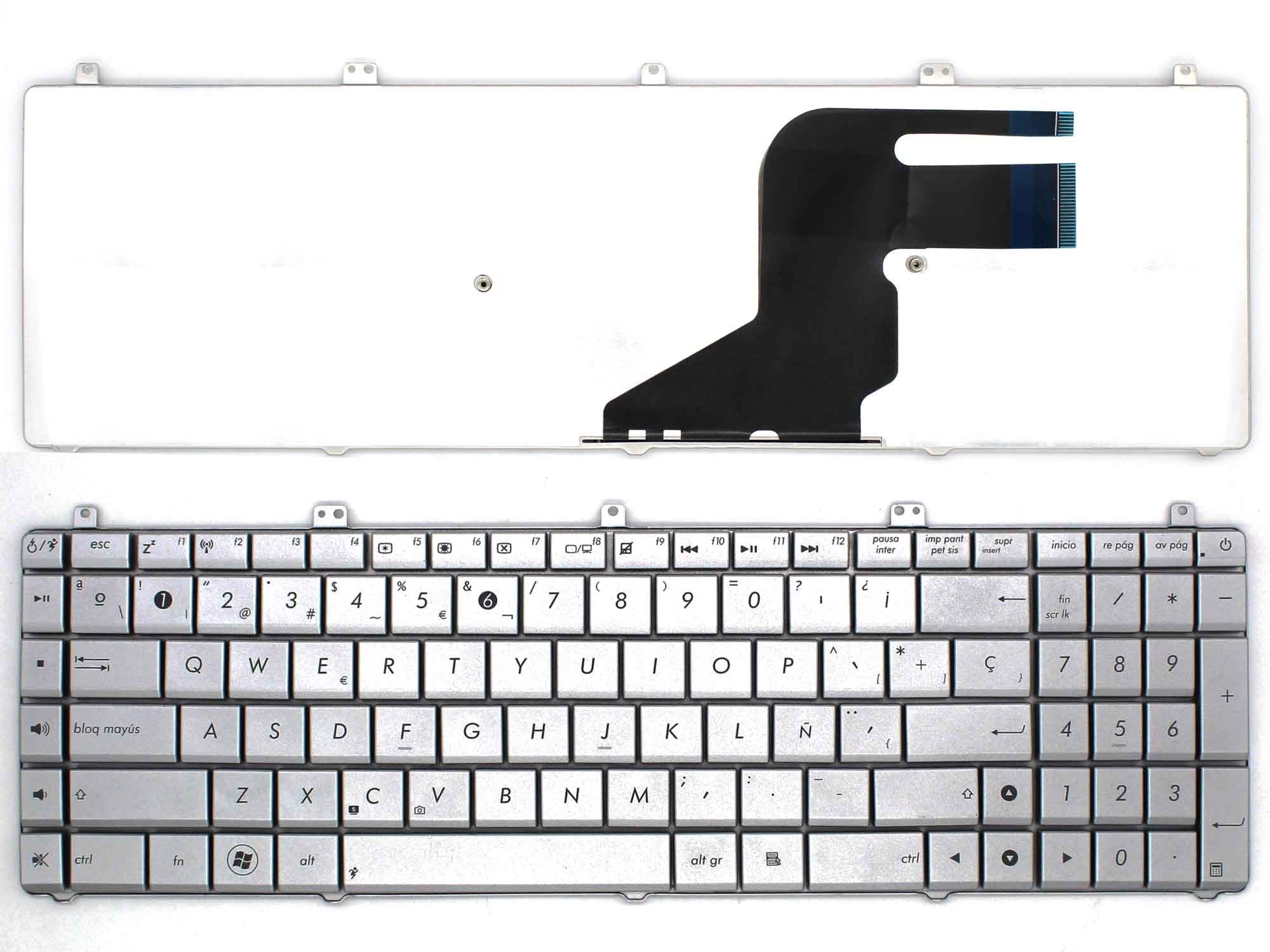 Teclado Para Portátil Asus N55 N57 N55S N55Sf N55Sl N75 N75Sf N75Sl N75S N75Y Plateado