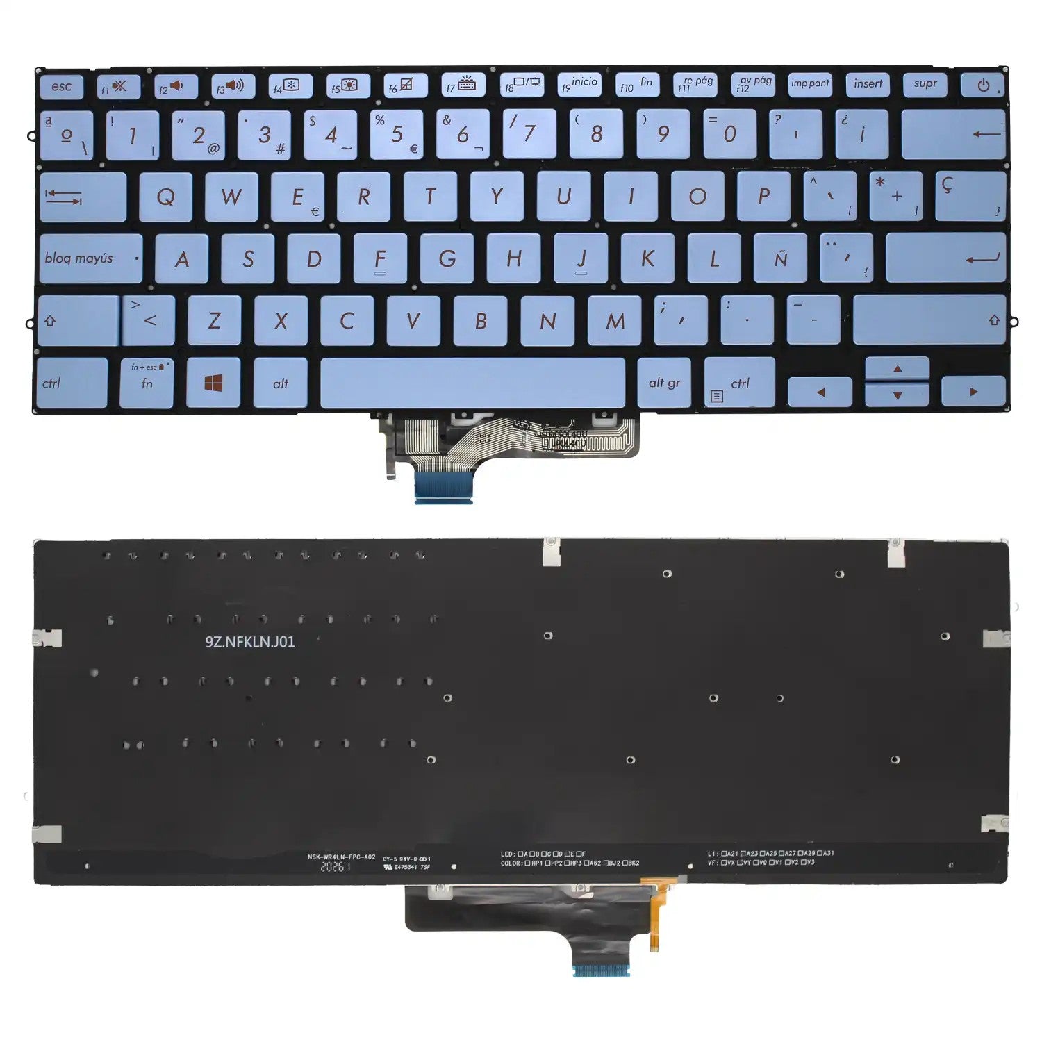 Teclado Retroiluminado Para Portátil Asus Zenbook Ux431 9Z.Nfkbn.J0S Azul