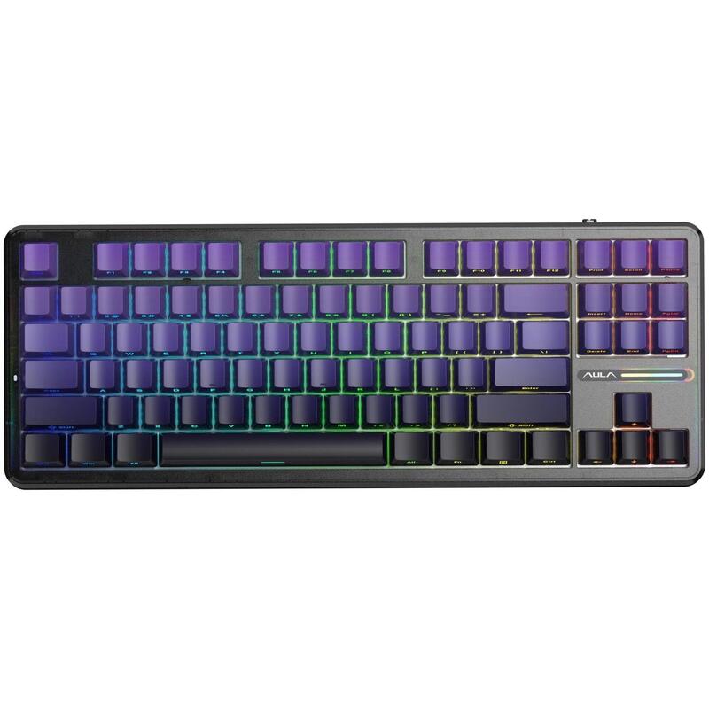 Teclado Aula Gasket F87 Pro Negro Morado Graywoodv4 Rgb